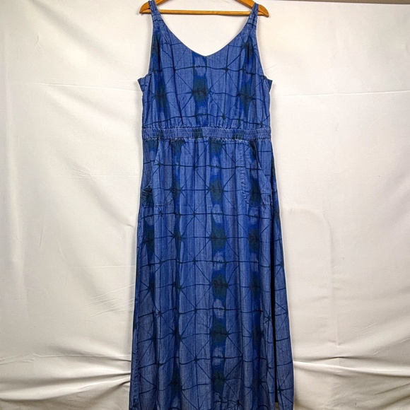 SOFT SURROUNDINGS Women Sleeveless Maxi Sundress Sz XL Beach Coastal 100% Tencel